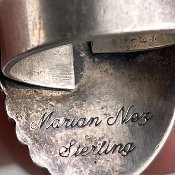 Sterling Silver & Turquoise Signed Ring - Size 6 - Picture 6 of 6